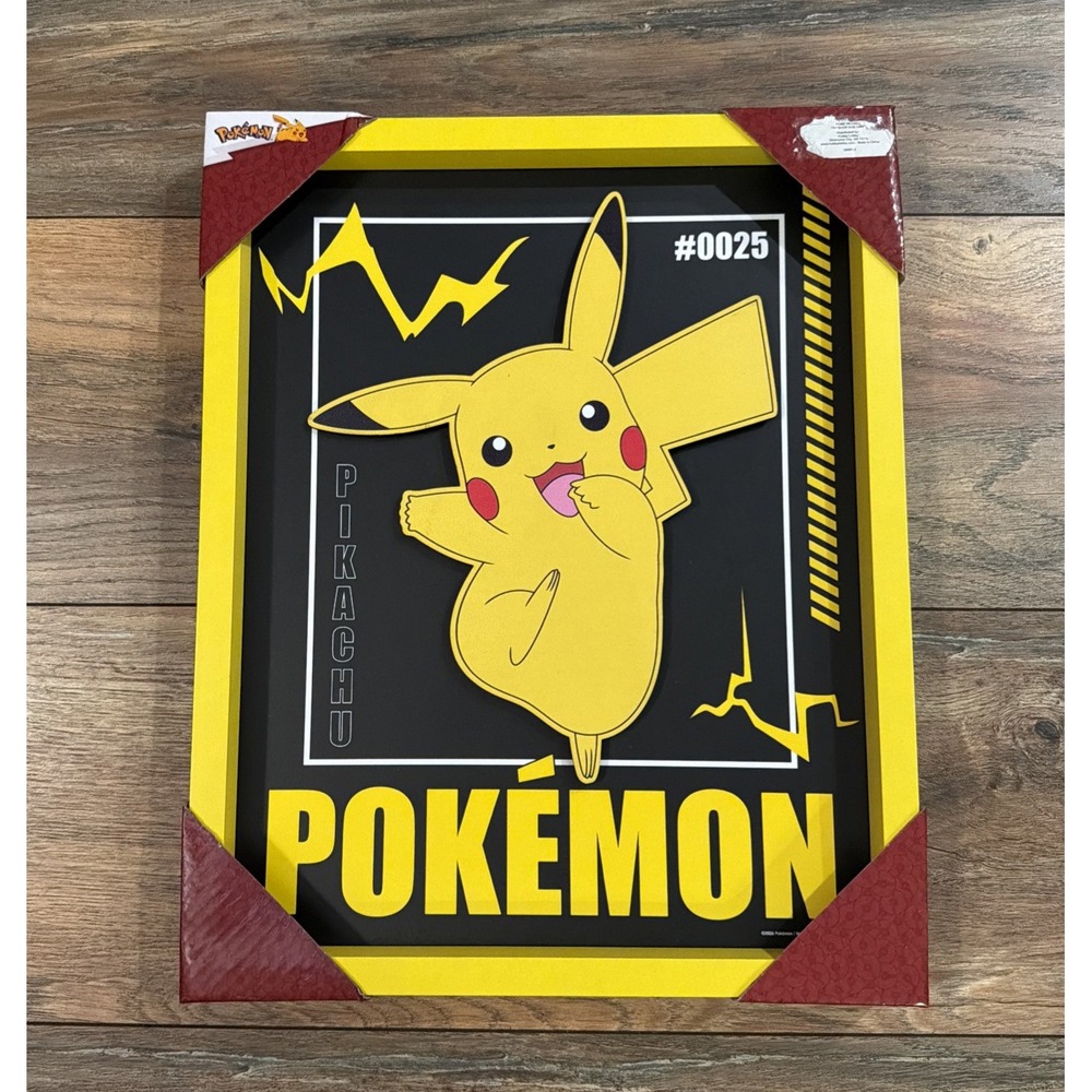 Pokemon Pikachu #0025 3D Wood Wall Art Decor Collectible Framed Hanger